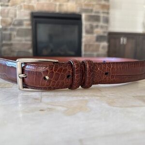 Brown leather croc belt